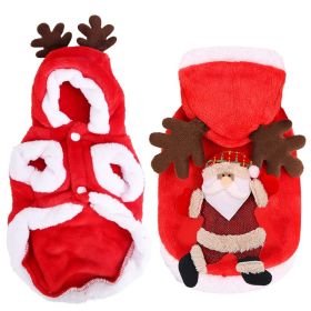 1Pc Pet Christmas Clothes Santa Claus Reindeer Antlers Costume Winter Outfit New Year Coat For Small Medium Dogs Cats (Option: XL)